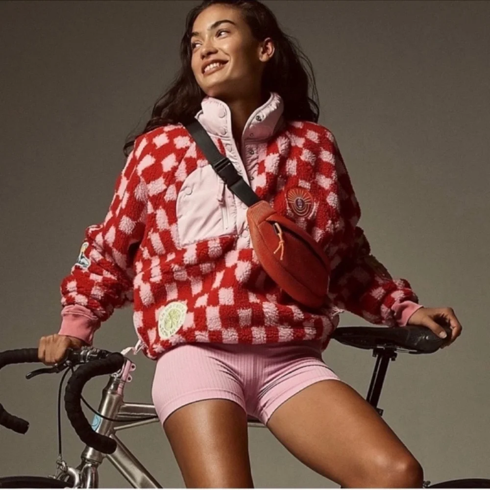 RARE Free People Movement | Hit The Slopes Checkered Fleece Pullover | Medium - Picture 13 of 13